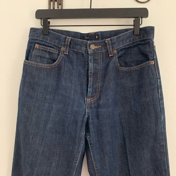 J Crew dark Wash wide leg denim jeans button fly 100% cotton women’s size 8 - Picture 2 of 10